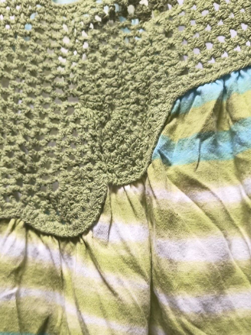 Mossimo Supply Co. Green Crochet-Trim Striped Tank with Blue & Cream Accents - Picture 6 of 6